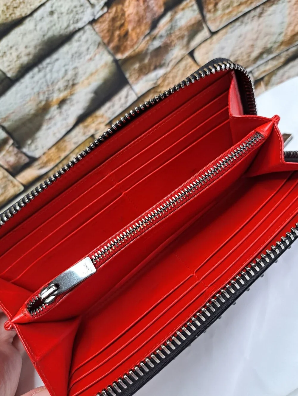 Christian Louboutin 'PANETTONE'  Studded Zip-Around Wallet
